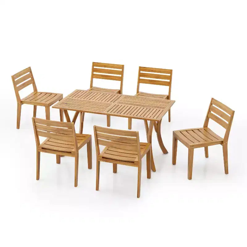Christopher Knight Home Wren Outdoor 7-Piece Acacia Wood Dining Set, Teak