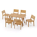 Christopher Knight Home Wren Outdoor 7-Piece Acacia Wood Dining Set, Teak