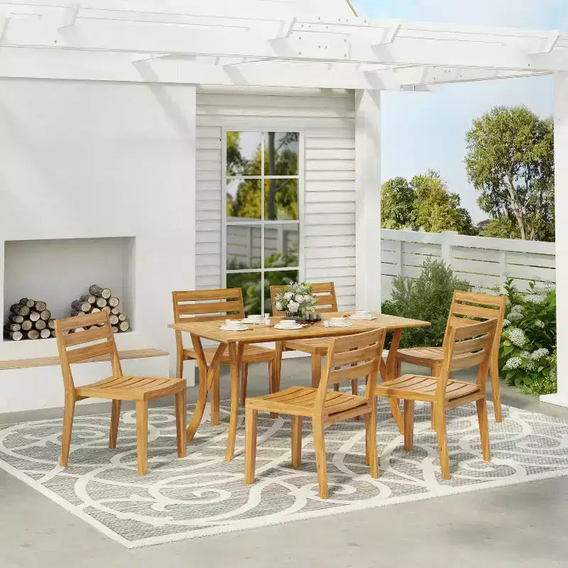 Christopher Knight Home Wren – Ensemble de salle à manger d’extérieur 7 pièces en bois d’acacia, teck