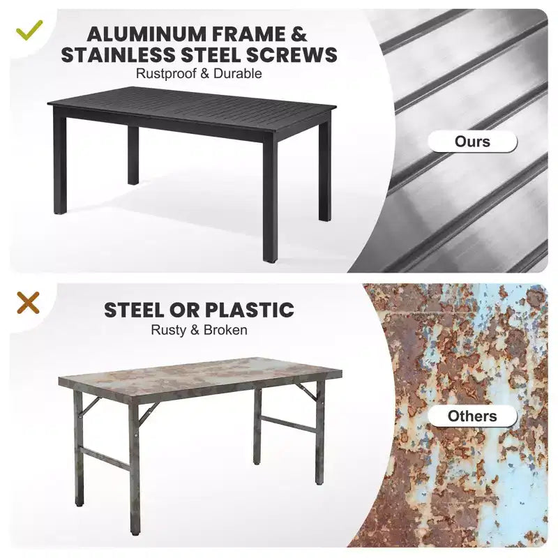 Crestlive Products - Ensemble de salle à manger extensible 9 pièces pour terrasse, table rectangulaire d'extérieur en aluminium pour 6 à 8 personnes avec chaises en rotin