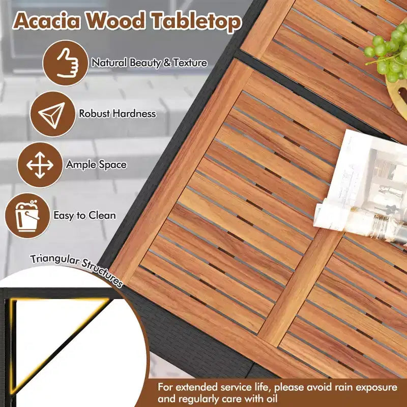 Ensemble de bar de terrasse Costway 7 pièces avec plateau de table en bois d'acacia et coussins amovibles pour l'extérieur