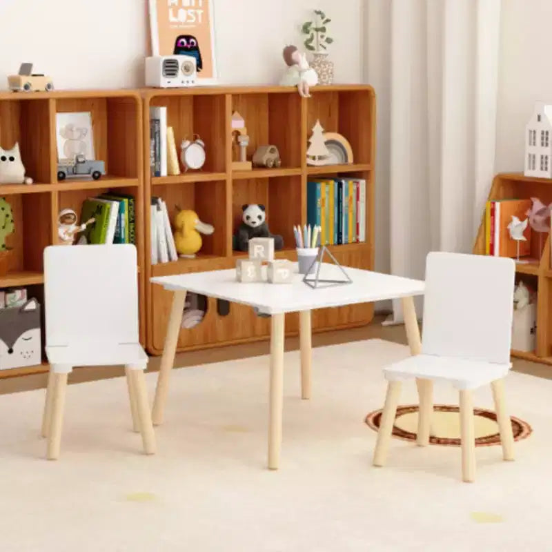 Table et 2 chaises pour enfants, ensemble table et chaises 3 pièces pour tout-petits, ensemble de table de jeu d'activités en bois (blanc)