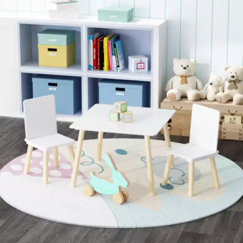 Table et 2 chaises pour enfants, ensemble table et chaises 3 pièces pour tout-petits, ensemble de table de jeu d'activités en bois (blanc)