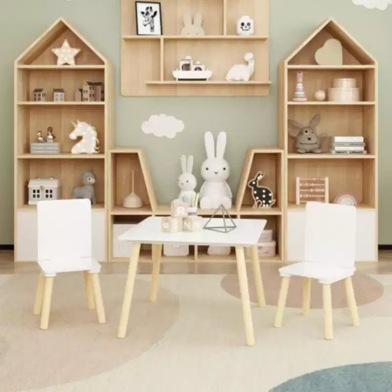 Table et 2 chaises pour enfants, ensemble table et chaises 3 pièces pour tout-petits, ensemble de table de jeu d'activités en bois (blanc)