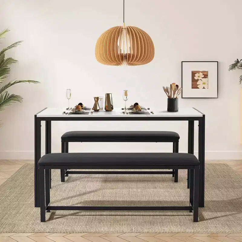 EROMMY Space-Saving Dining Table Set,Featuring a Stylish Faux Marble or Wood Grain Table with Modern Chairs