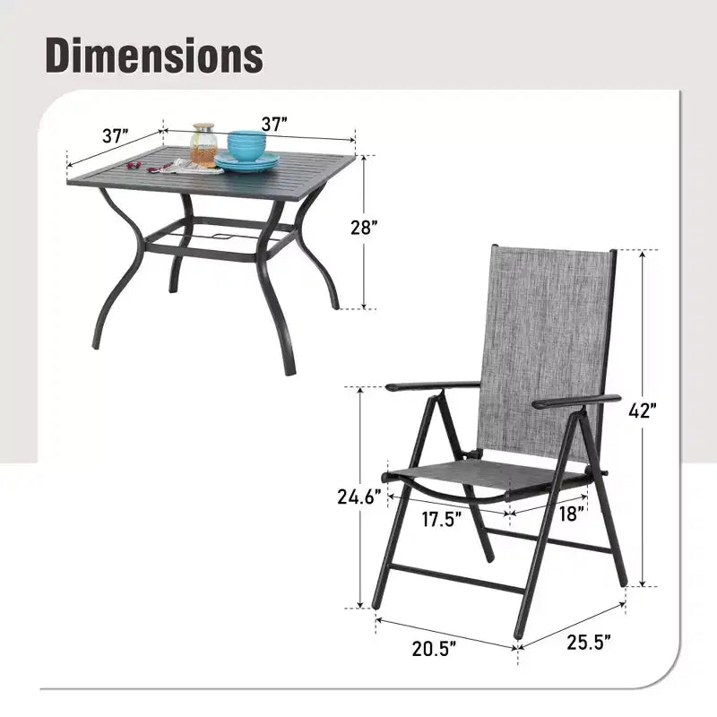 Chaises de salle à manger d'extérieur Captiva Designs avec motif floral, structure en acier et coussins épais pour l'assise et le dossier