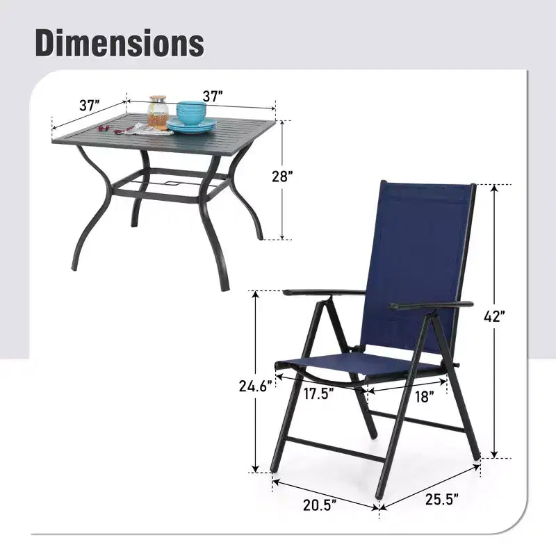 Chaises de salle à manger d'extérieur Captiva Designs avec motif floral, structure en acier et coussins épais pour l'assise et le dossier