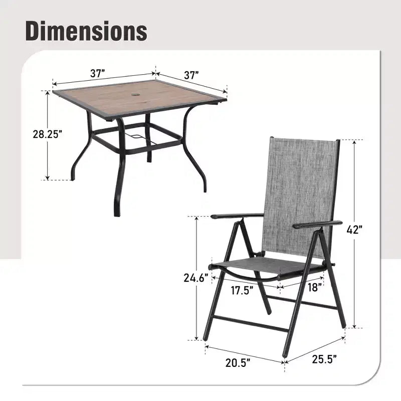 Chaises de salle à manger d'extérieur Captiva Designs avec motif floral, structure en acier et coussins épais pour l'assise et le dossier