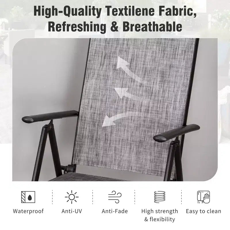 Chaises de salle à manger d'extérieur Captiva Designs avec motif floral, structure en acier et coussins épais pour l'assise et le dossier