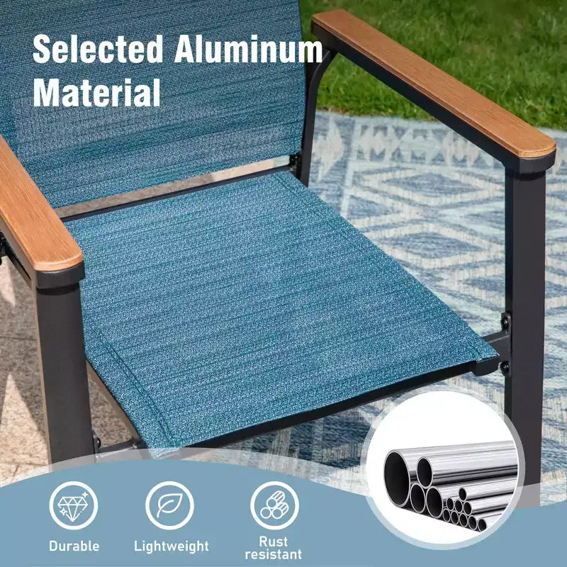 Ensemble de salle à manger d'extérieur 7 pièces Captiva Designs avec table rectangulaire en acier et chaises en textilène à cadre en aluminium