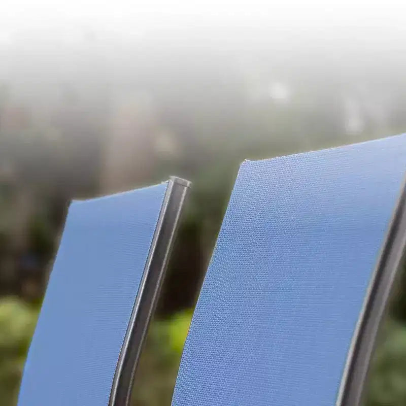 Captiva Designs - Ensemble de salle à manger 7 pièces pour terrasse extérieure avec table en acier à plateau à lattes aspect bois et chaises fixes en toile