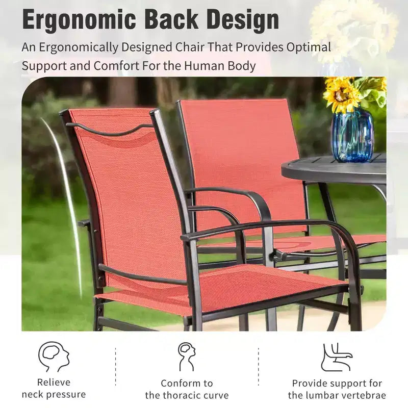 Captiva Designs - Ensemble de salle à manger 7 pièces pour terrasse extérieure avec table en acier à plateau à lattes aspect bois et chaises fixes en toile