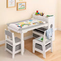 Kinder King Ensemble table et 2 chaises 3-en-1 pour enfants avec rangement, plateau amovible et tableau noir, pour l'art, l'artisanat et la lecture