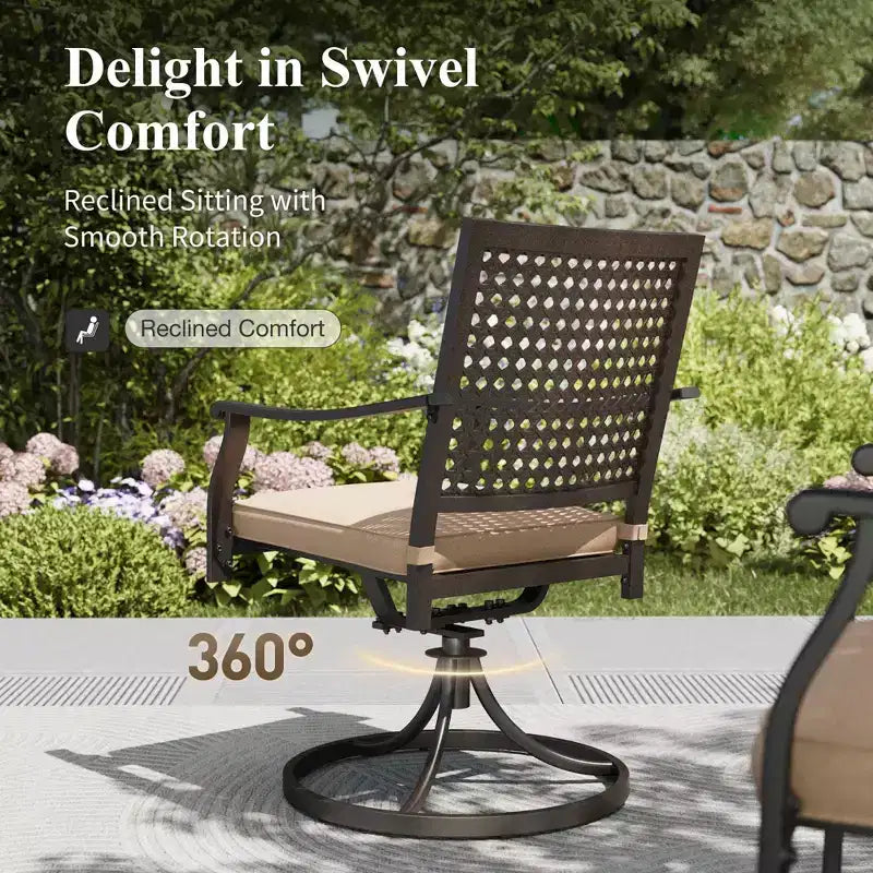 Captiva Designs Ensemble de salle à manger de jardin 8 pièces avec table rectangulaire en acier, chaises en acier noir et parasol beige