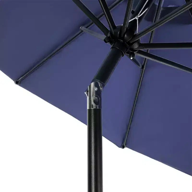 Ensemble de salle à manger d'extérieur Captiva Designs 6 pièces avec table en acier, chaises pliantes bleues et parasol bleu