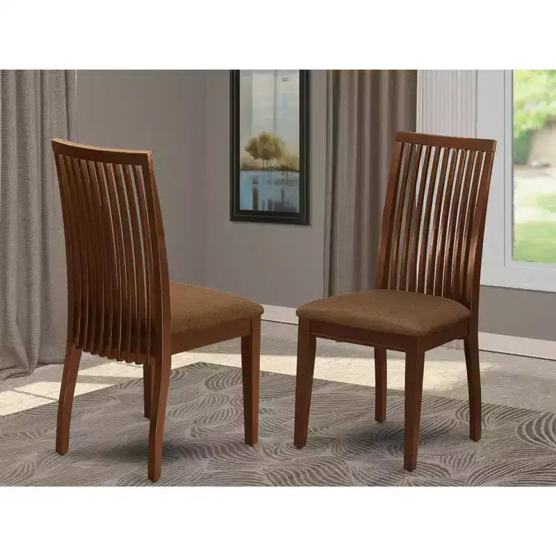 Chaises de salle à manger Tissu en lin Chaises en bois massif Acajou
