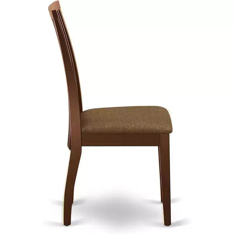 Chaises de salle à manger Tissu en lin Chaises en bois massif Acajou