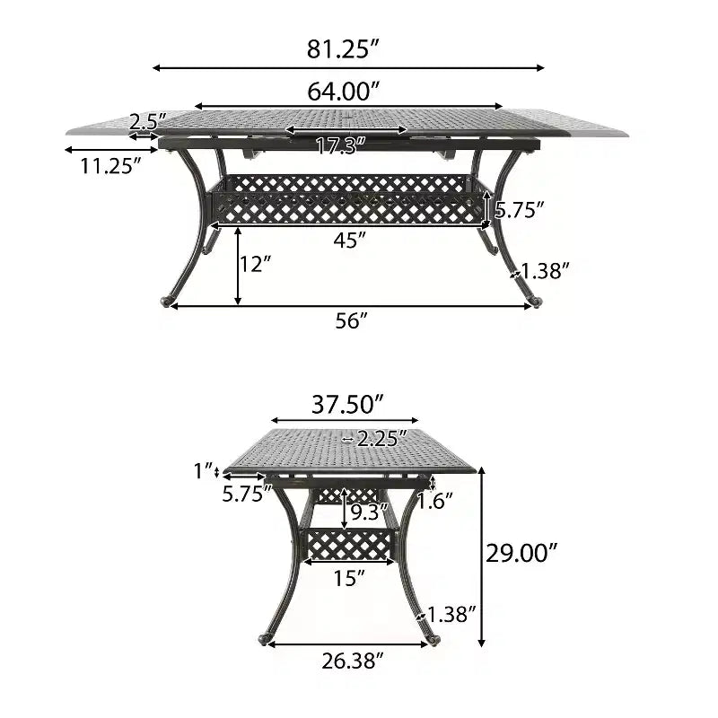 Christopher Knight Home Virago Ensemble de salle à manger extensible 7 pièces en fonte d'aluminium avec trou pour parasol, cuivre brillant