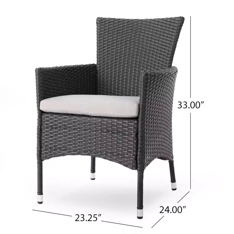 Ensemble de salle à manger extensible 9 pièces GDFStudio Aloha en bois d'acacia et osier, gris clair/gris
