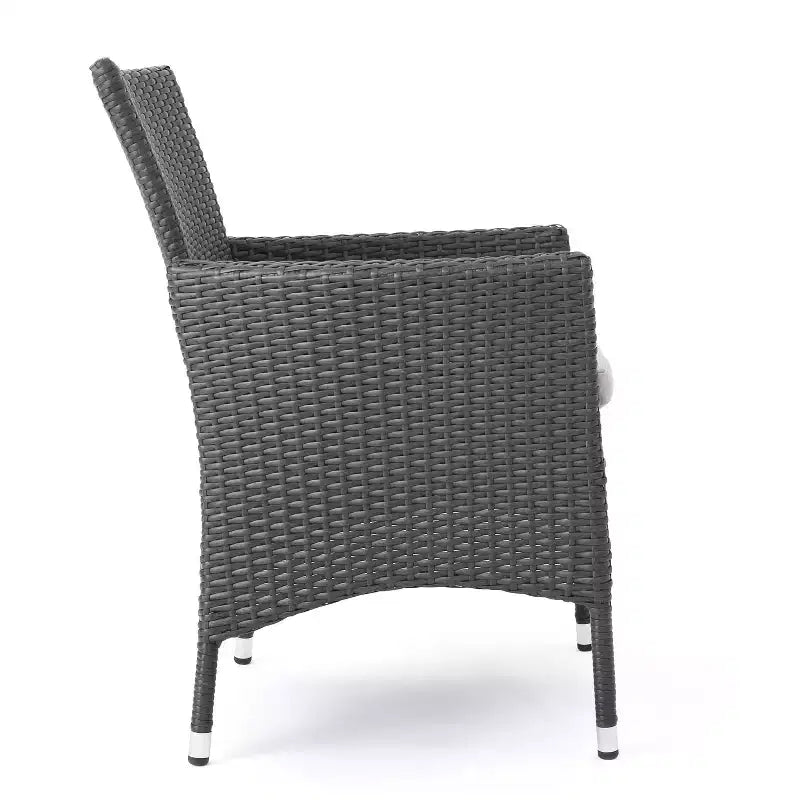 Ensemble de salle à manger extensible 9 pièces GDFStudio Aloha en bois d'acacia et osier, gris clair/gris