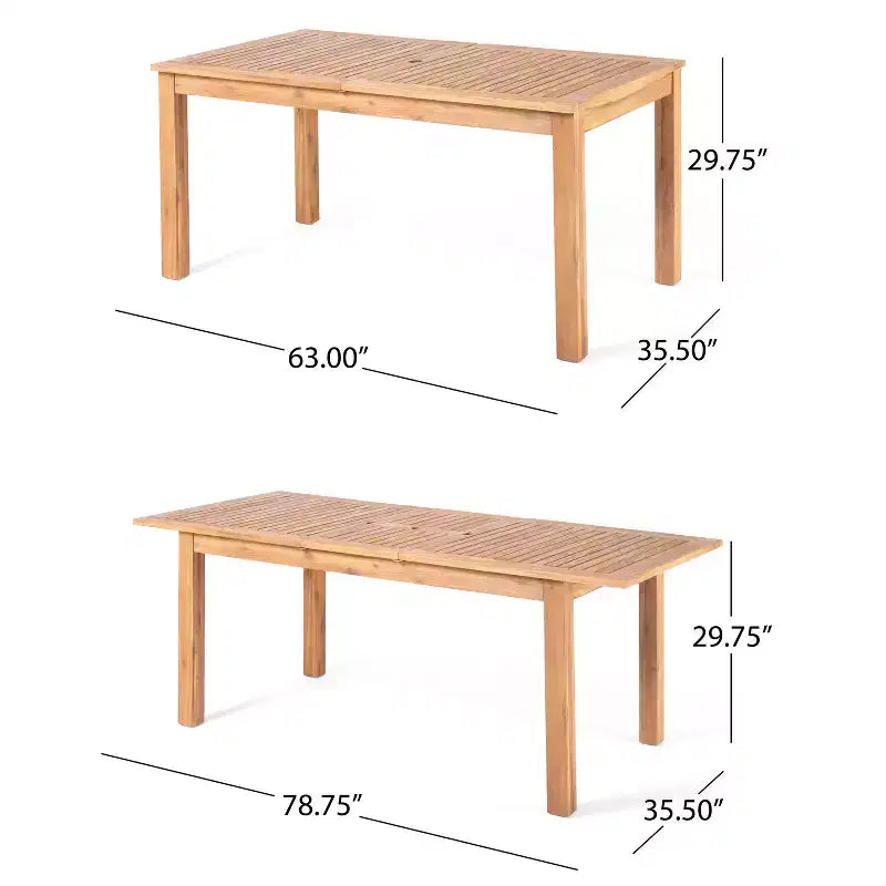 GDFStudio Aloha Ensemble repas extensible 7 pièces en bois d'acacia et osier pour extérieur