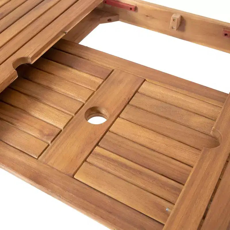 GDFStudio Aloha Ensemble repas extensible 7 pièces en bois d'acacia et osier pour extérieur