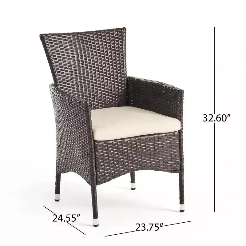 GDFStudio Aloha Ensemble repas extensible 7 pièces en bois d'acacia et osier pour extérieur
