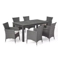 GDFStudio Aloha Ensemble repas extensible 7 pièces en bois d'acacia et osier pour extérieur