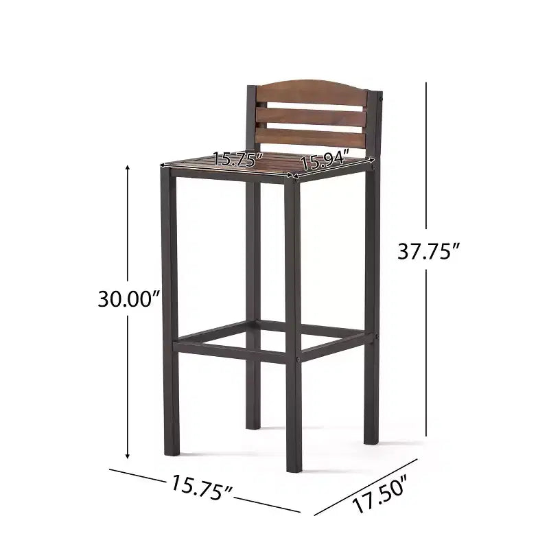 GDFStudio Darnel Ensemble de bar 3 pièces en bois d'acacia d'extérieur, marron foncé