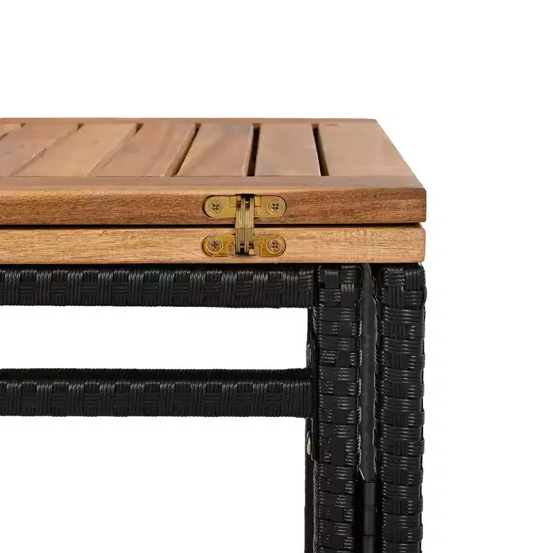 Ensemble de bar 5 pièces d'extérieur en rotin PE Whisen avec plateau de table pliable et coussins