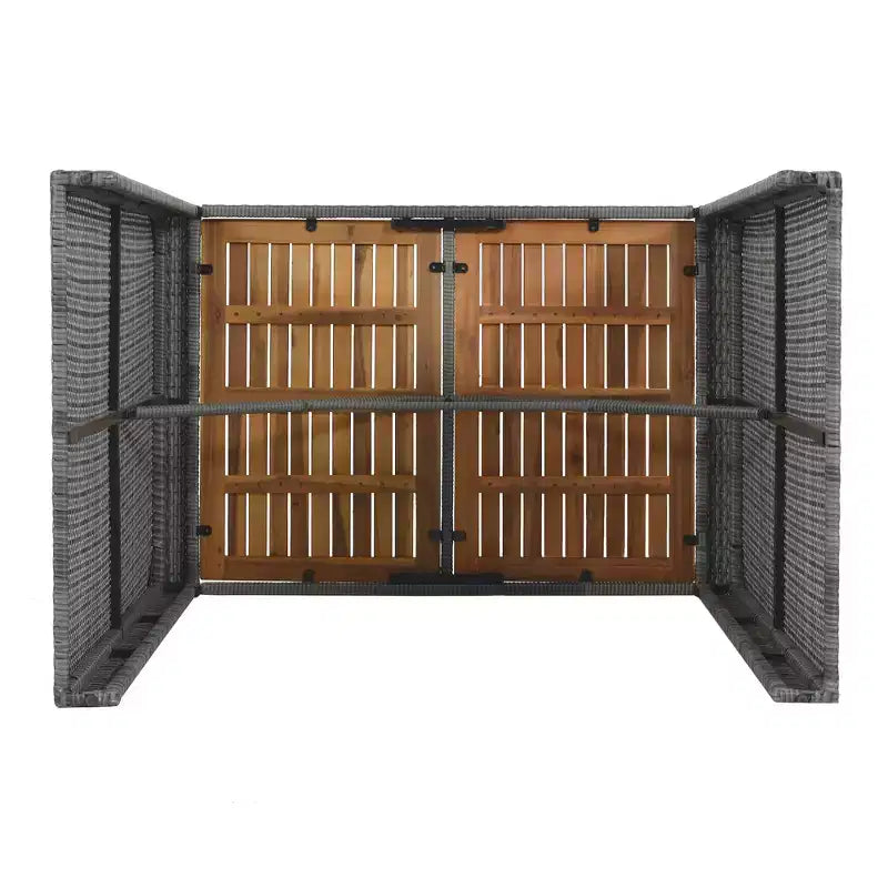 Ensemble de bar 5 pièces d'extérieur en rotin PE Whisen avec plateau de table pliable et coussins