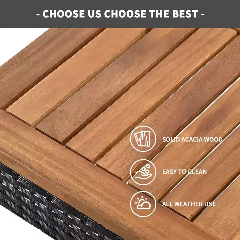 Ensemble de bar 5 pièces d'extérieur en rotin PE Whisen avec plateau de table pliable et coussins