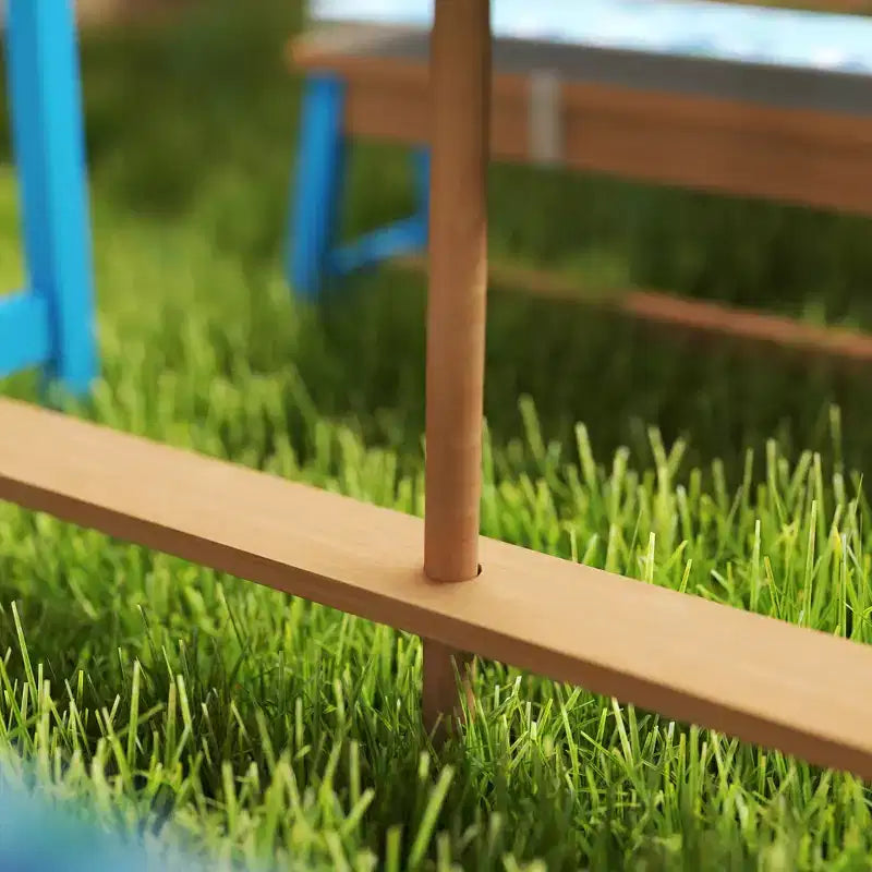 Table de pique-nique Qaba pour enfants, ensemble table et banc en bois avec parasol pliable, coussins et bacs amovibles, pour patio