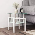 MAYEERTY Modern Tempered Glass End Table, Square Side Table for Living Room Bedroom, Transparent