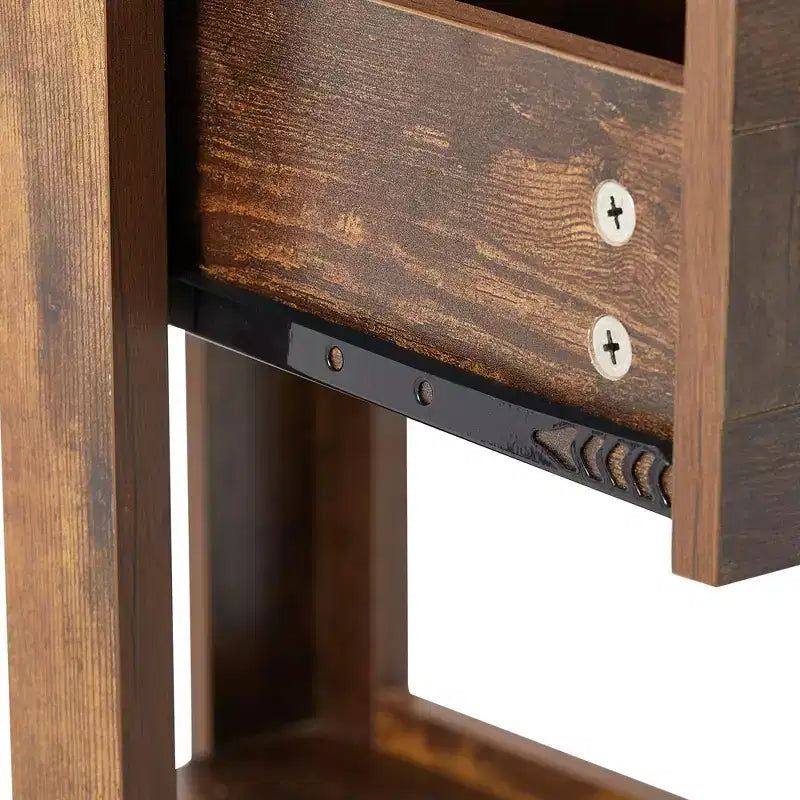 Table d'appoint en rotin avec tiroir, Table de chevet moderne, Table d'appoint pour salon, chambre à coucher, Brun rustique