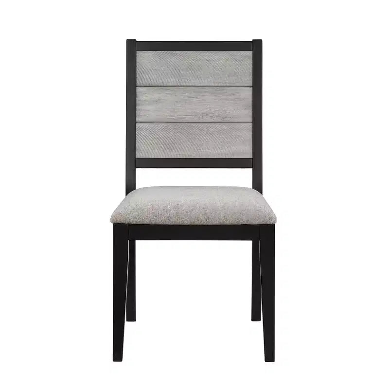 Chaises de salle à manger tapissées en tissu gris colombe et noir