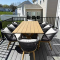 PURPLE LEAF Outdoor Dining Set 9 Pcs Patio Aluminium Table and Rope Weave Chairs Included Cushions for Backyard Decor Kitchen