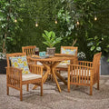 Christopher Knight Home Valence Ensemble de salle à manger d'extérieur 5 pièces en bois d'acacia avec coussins résistants à l'eau