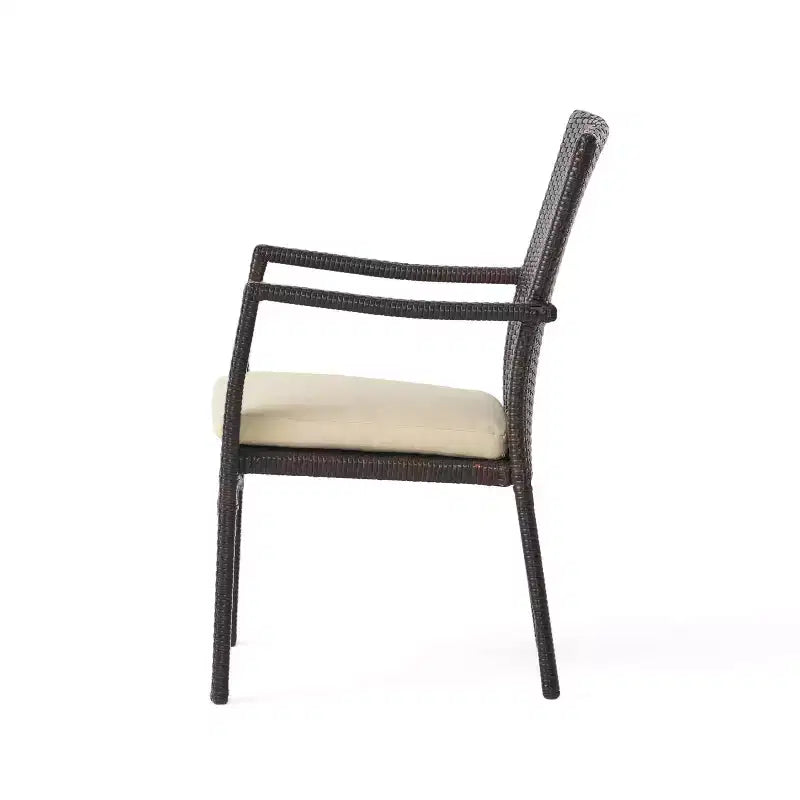 Christopher Knight Home Didicas Ensemble de salle à manger d'extérieur 5 pièces en bois d'acacia et osier avec coussin, teck/brun multicolore