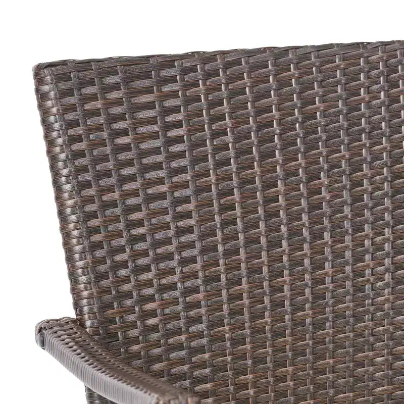 Christopher Knight Home Didicas Ensemble de salle à manger d'extérieur 5 pièces en bois d'acacia et osier avec coussin, teck/brun multicolore
