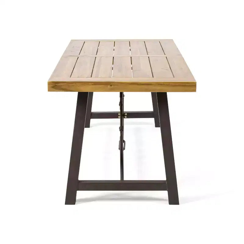 Ensemble de salle à manger d'extérieur 6 pièces Christopher Knight Home Boland en osier et bois d'acacia avec banc, teck/marron multicolore