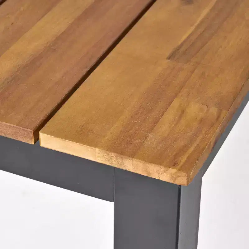 GDFStudio Miramar – Ensemble de salle à manger d'extérieur 7 pièces en résine de polypropylène et bois d'acacia avec table de 70 po, noir et teck