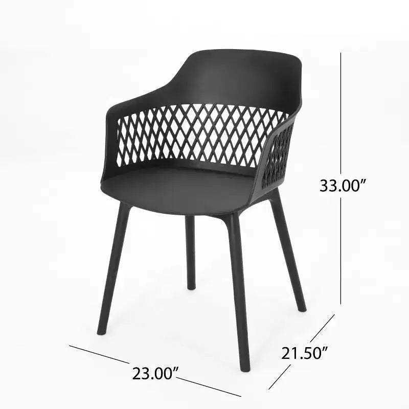 GDFStudio Miramar – Ensemble de salle à manger d'extérieur 7 pièces en résine de polypropylène et bois d'acacia avec table de 70 po, noir et teck
