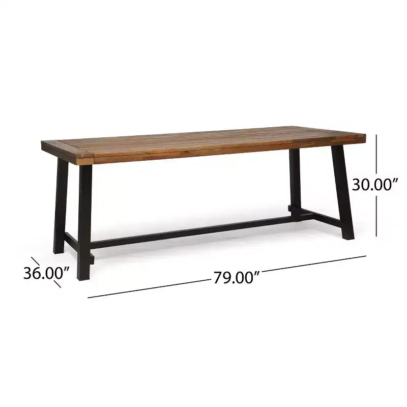 Christopher Knight Home Claude Ensemble repas d'extérieur 9 pièces en maille et bois d'acacia avec table à manger de 79 po