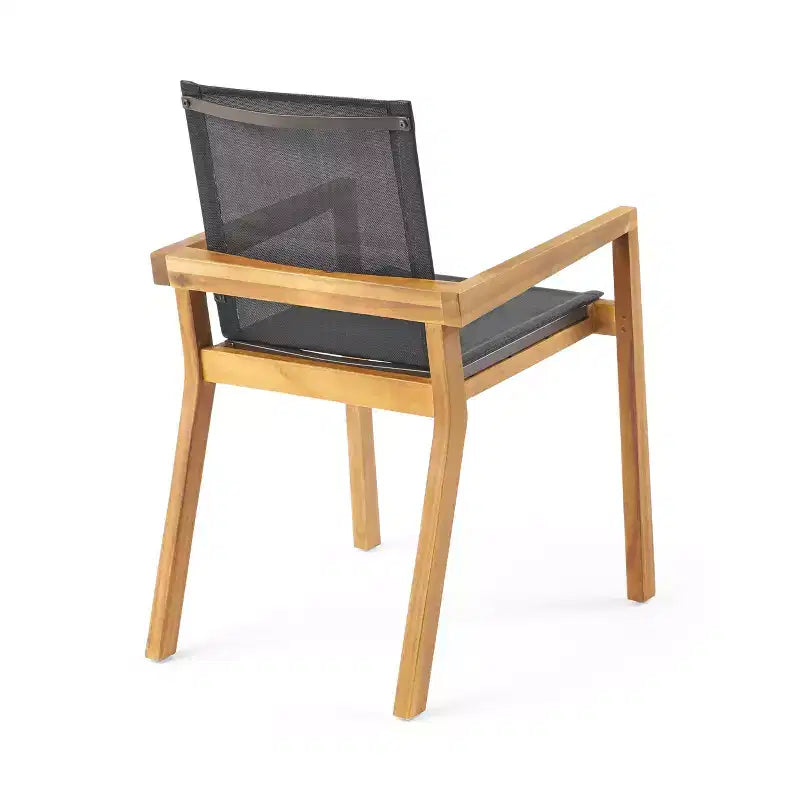 Christopher Knight Home Claude Ensemble repas d'extérieur 9 pièces en maille et bois d'acacia avec table à manger de 79 po
