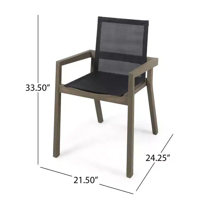 Christopher Knight Home Claude Ensemble repas d'extérieur 9 pièces en maille et bois d'acacia avec table à manger de 79 po