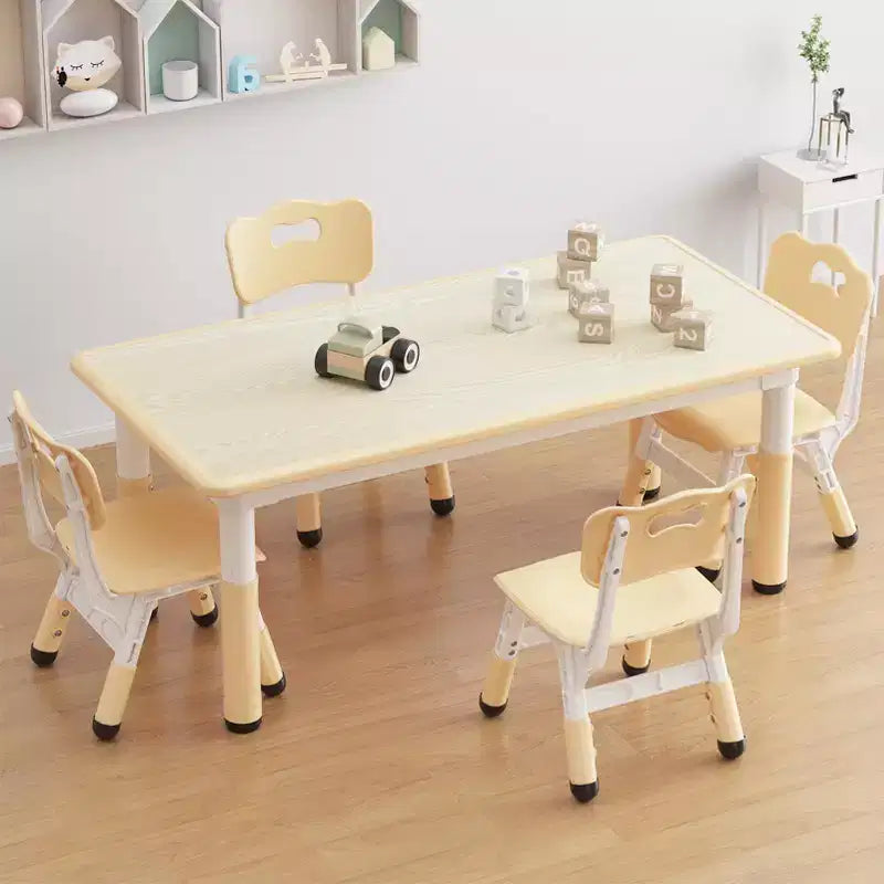 Ensemble Table et 4 Chaises pour Enfants, Ensemble Table et Chaises pour Tout-petits Réglable en Hauteur, Dessus de Table Anti-graffiti, Table Multi-activités pour Enfants pour 4