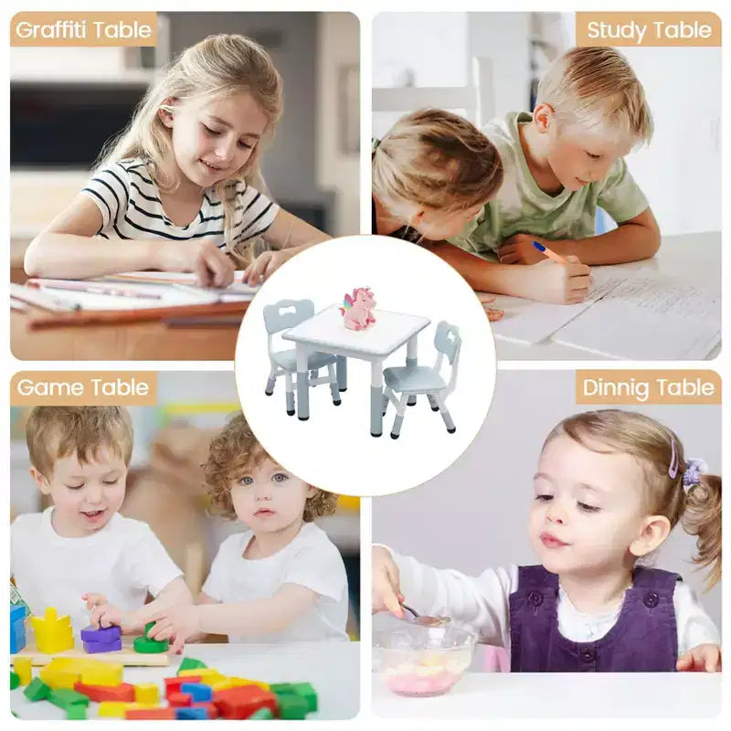 Ensemble table et 2 chaises pour enfants, ensemble table et chaises pour tout-petits réglables en hauteur, bureau graffiti, table multi-activités pour enfants pour 2