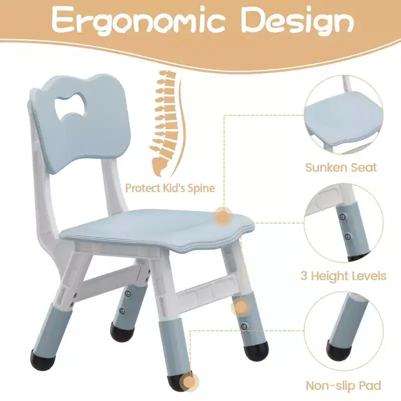 Ensemble table et 2 chaises pour enfants, ensemble table et chaises pour tout-petits réglables en hauteur, bureau graffiti, table multi-activités pour enfants pour 2