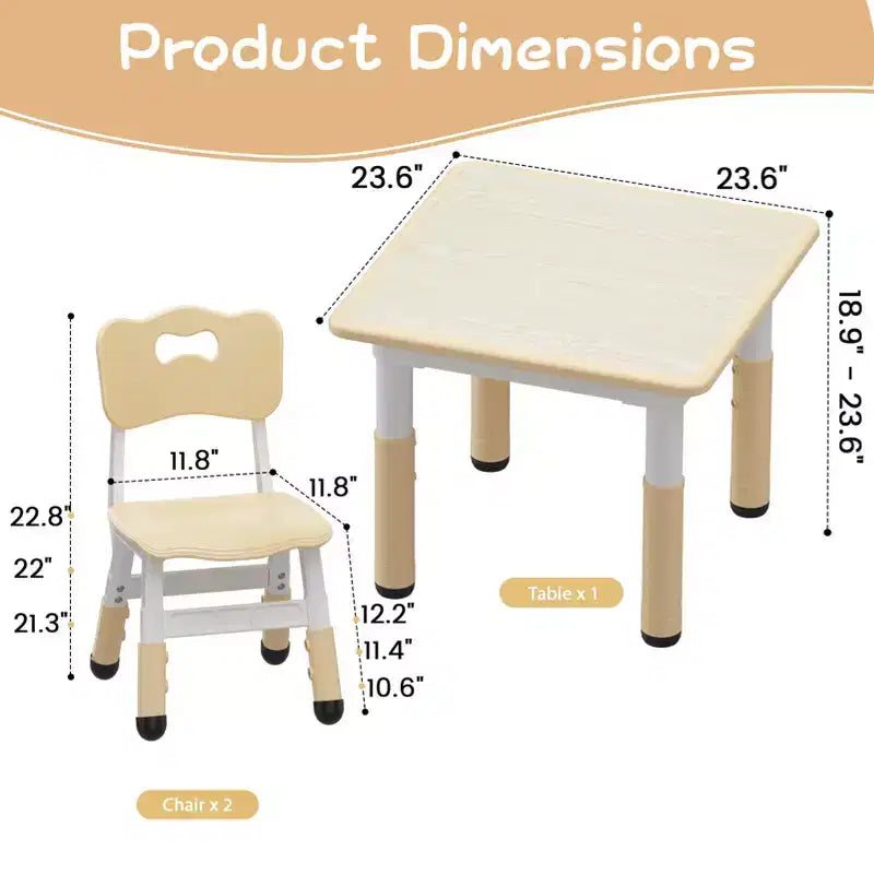 Ensemble table et 2 chaises pour enfants, ensemble table et chaises pour tout-petits réglables en hauteur, bureau graffiti, table multi-activités pour enfants pour 2